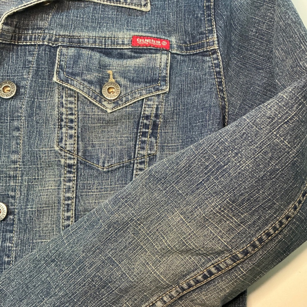 Guess Jeans Womens Blue Denim Trucker Jacket XL Stretch - Picture 7 of 16